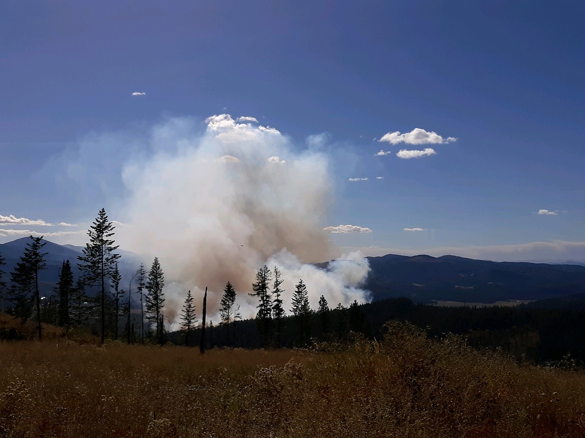 Smoke billows from the Hunter 2 Fire near Blanchard. The fire quickly reached 500 acres and forced the evacuation of some Blanchard residents.