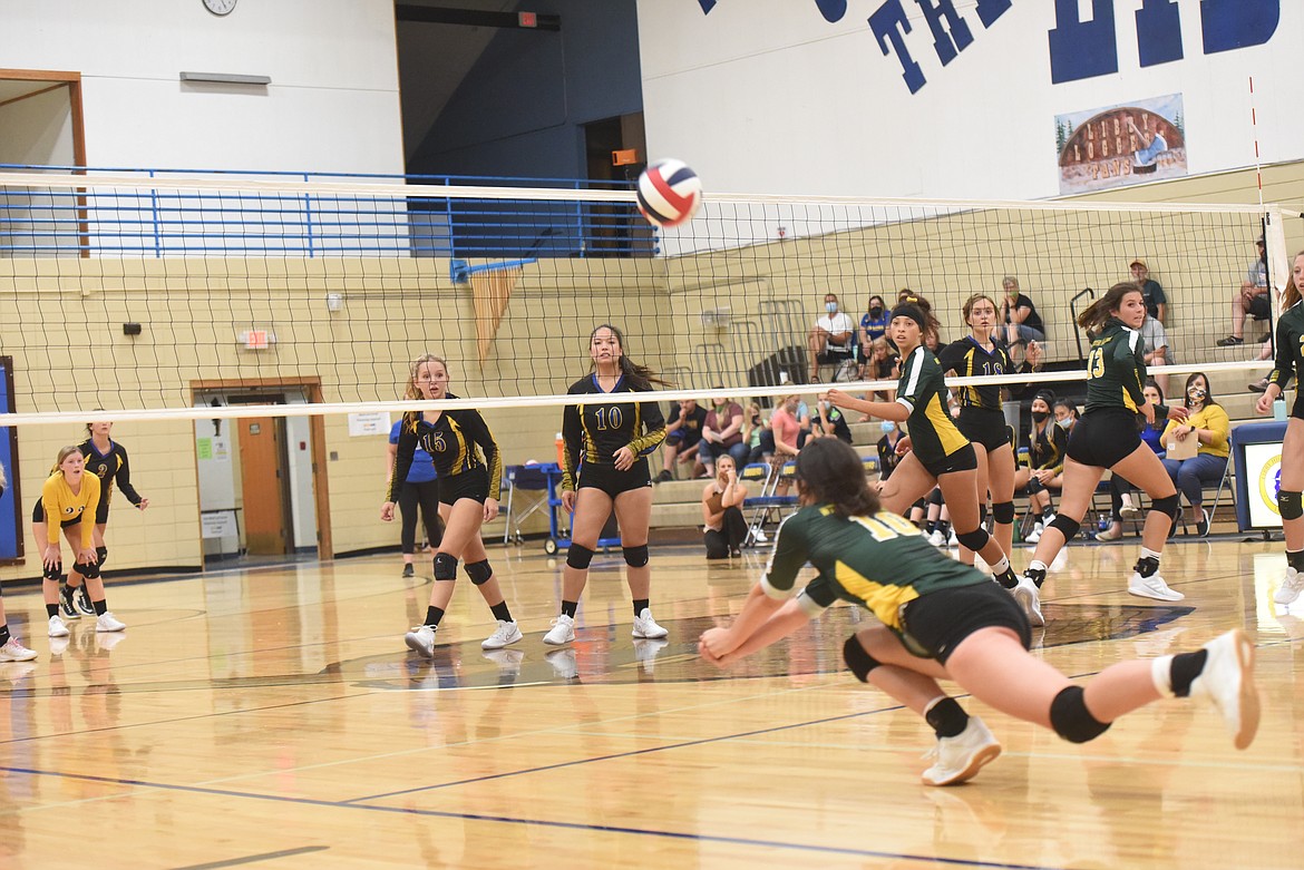 Whitefish junior Jadi Walburn goes in for a dig. The Lady Loggers came out of the Sept. 3 game on top.