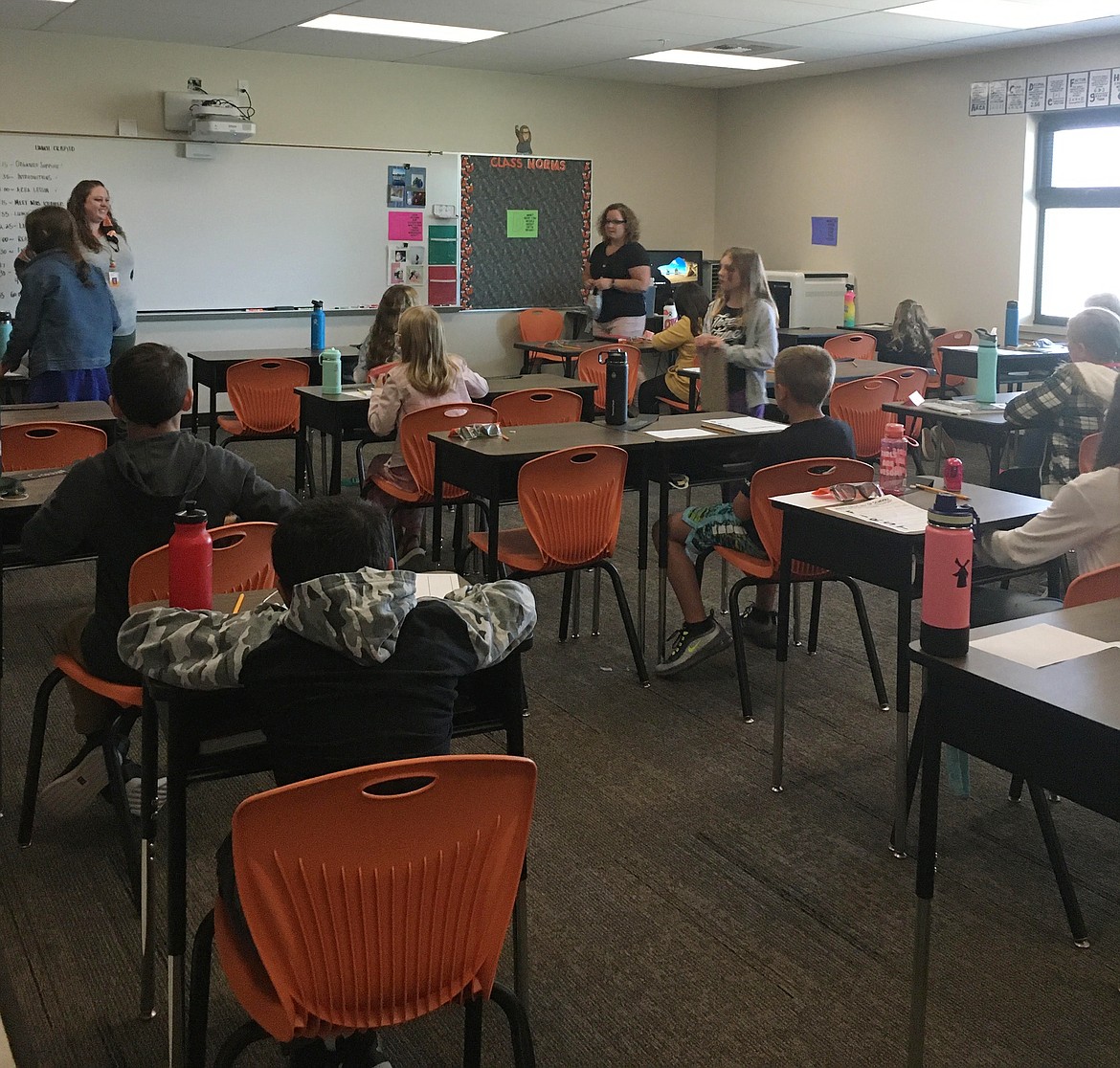 Students are now filling the halls and classrooms of the new Treaty Rock Elementary School in Post Falls. They're seen here in Avery Walker's class on the first day of school.