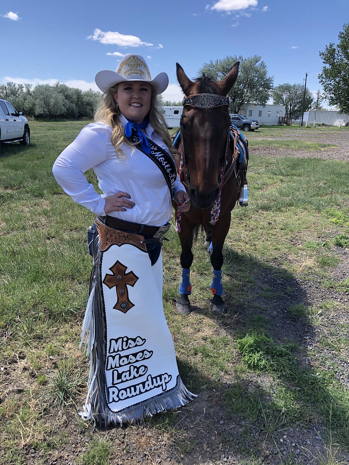Courtesy photo

Moses Lake Roundup Queen Mykiah Hollebeck with her horse prior to an event. The coronavirus outbreak has led the cancellation of a number of events in 2020, but Hollenbeck said rodeo participants are making the best of the circumstances.