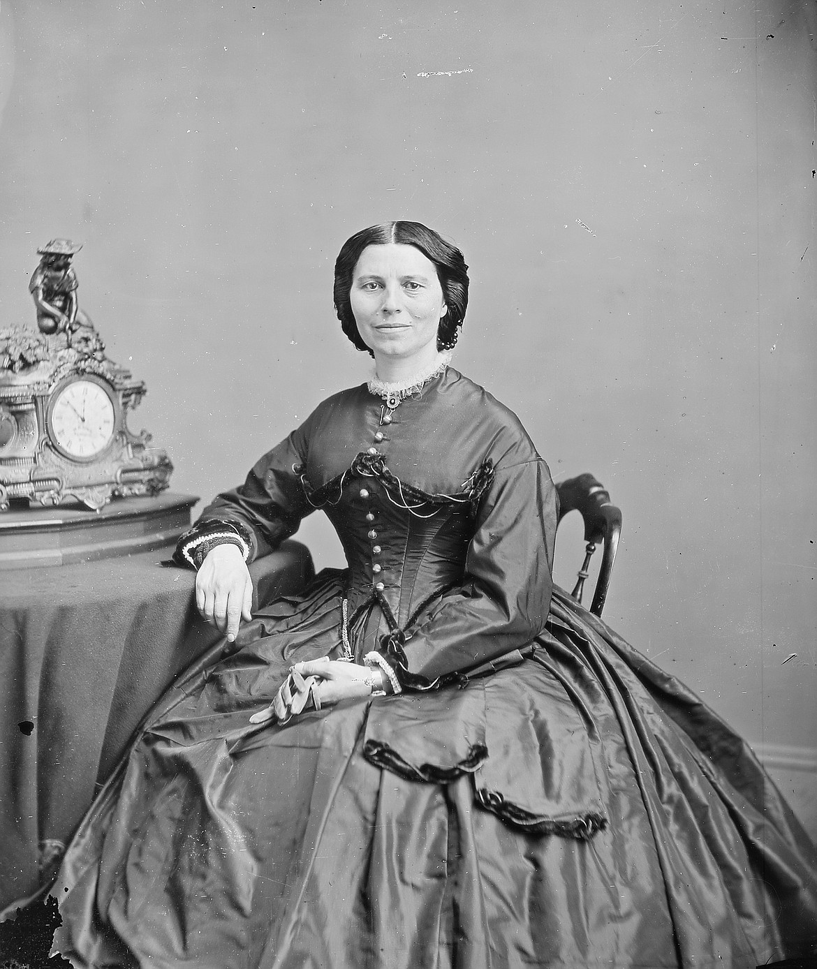 Mathew Brady’s photo of Clara Barton (1821-1912), Civil War nurse and founder of the American Red Cross (c.1865).