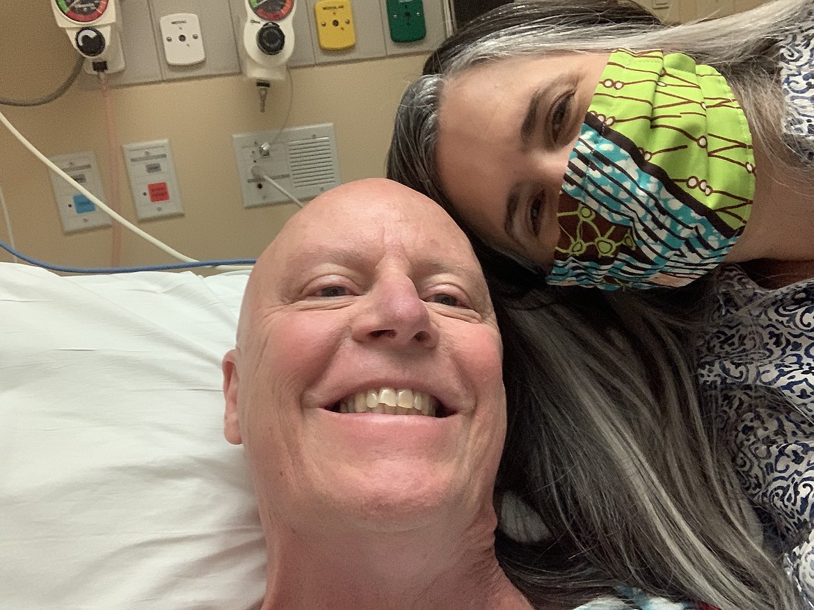 On June 5, Mike and wife Sholeh were allowed to hang out together before Mike had a feeding tube installed in his ample belly at Kootenai Health. With a little "pop" and much rejoicing, the feeding tube was removed Sept. 23 by Dr. Kevin Mulvey.