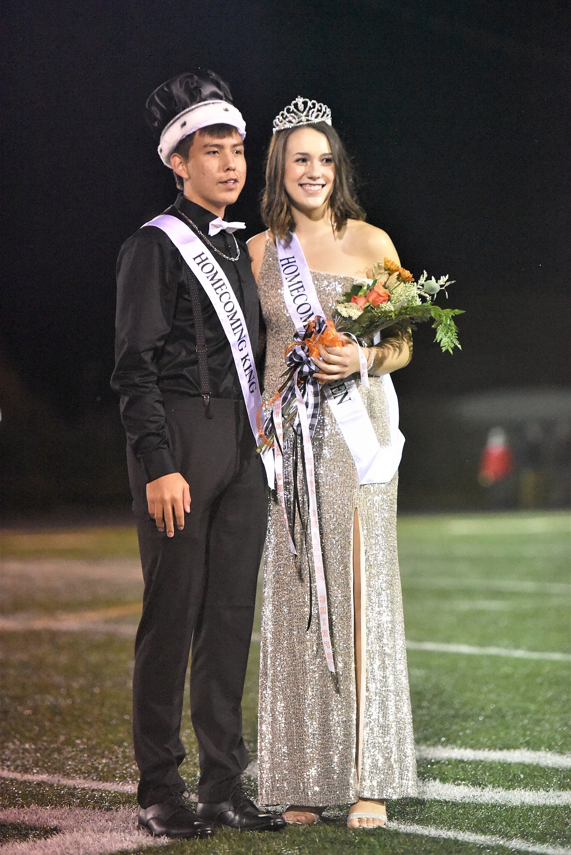 Ronan High School Homecoming king and queen Leonard Burke and Madeline McCrea. Other members of the court were: Zarec Couture, Girma Detwiler, Daniel Kelsch, Macao Jackson, Kiana King and Jaylea Lunceford. (Scot Heisel/Lake County Leader)