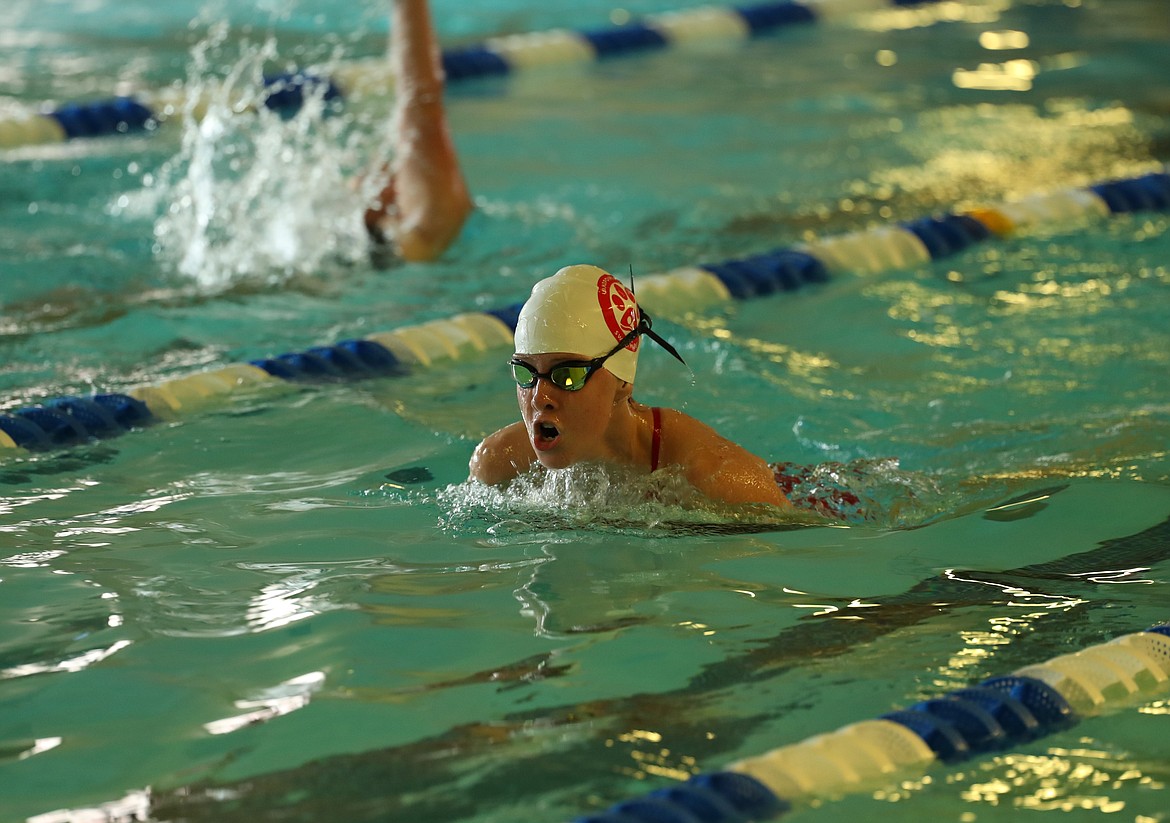 Sophomore Emily Ballard swims in the 200 IM during the home meet against Lakeland on Sept. 26 at Litehouse YMCA.