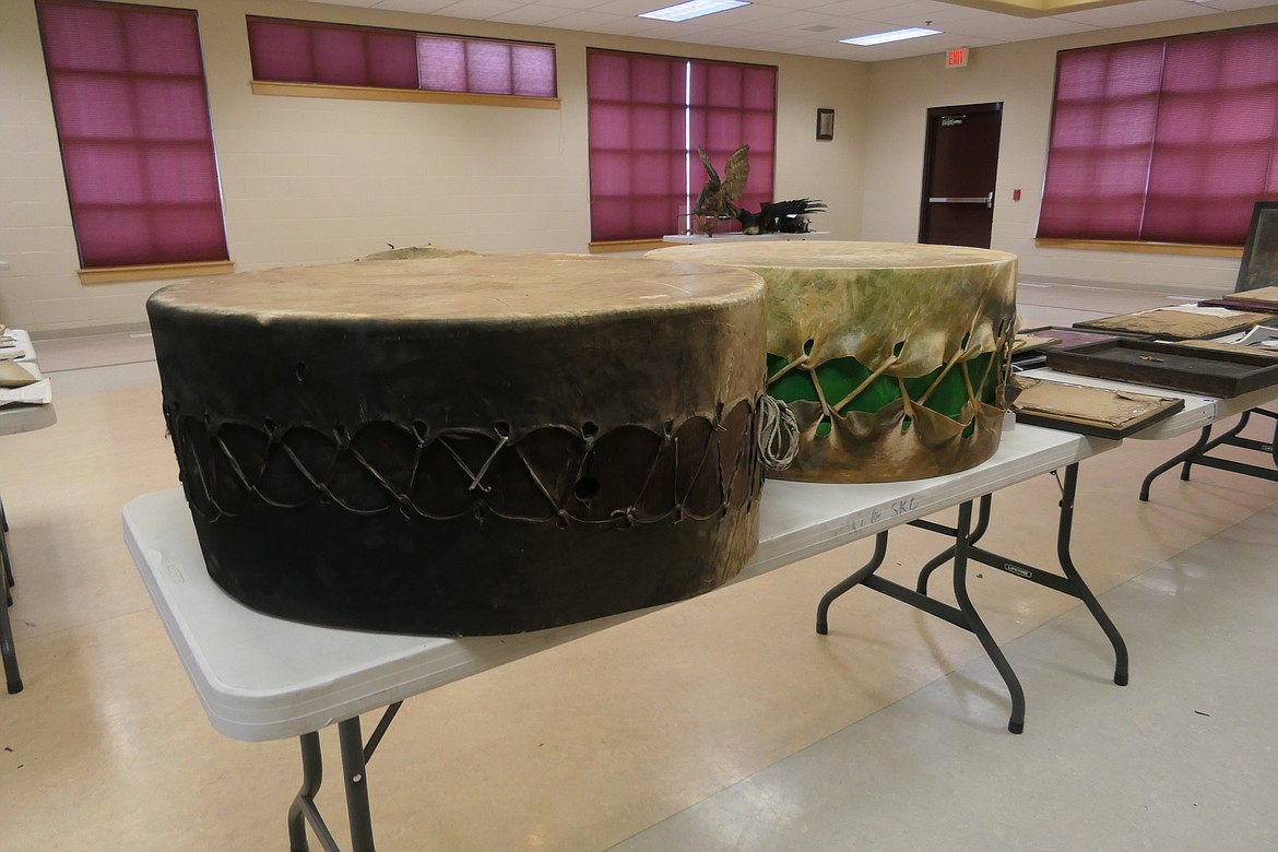 These ceremonial drums were slightly damaged by smoke but structurally sound after the fire. (Carolyn Hidy/Lake County Leader)