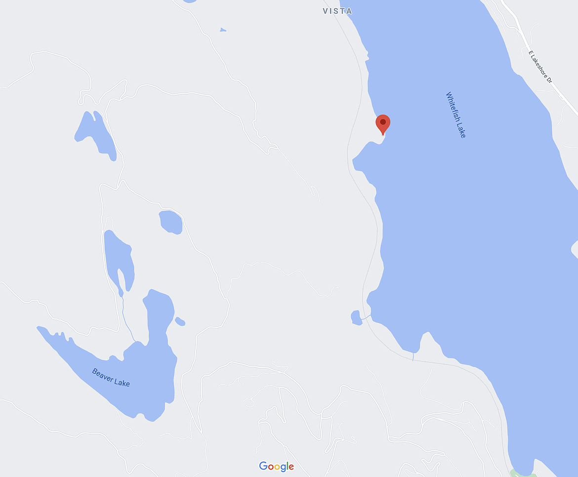 A map showing Mackinaw Point on Whitefish Lake.