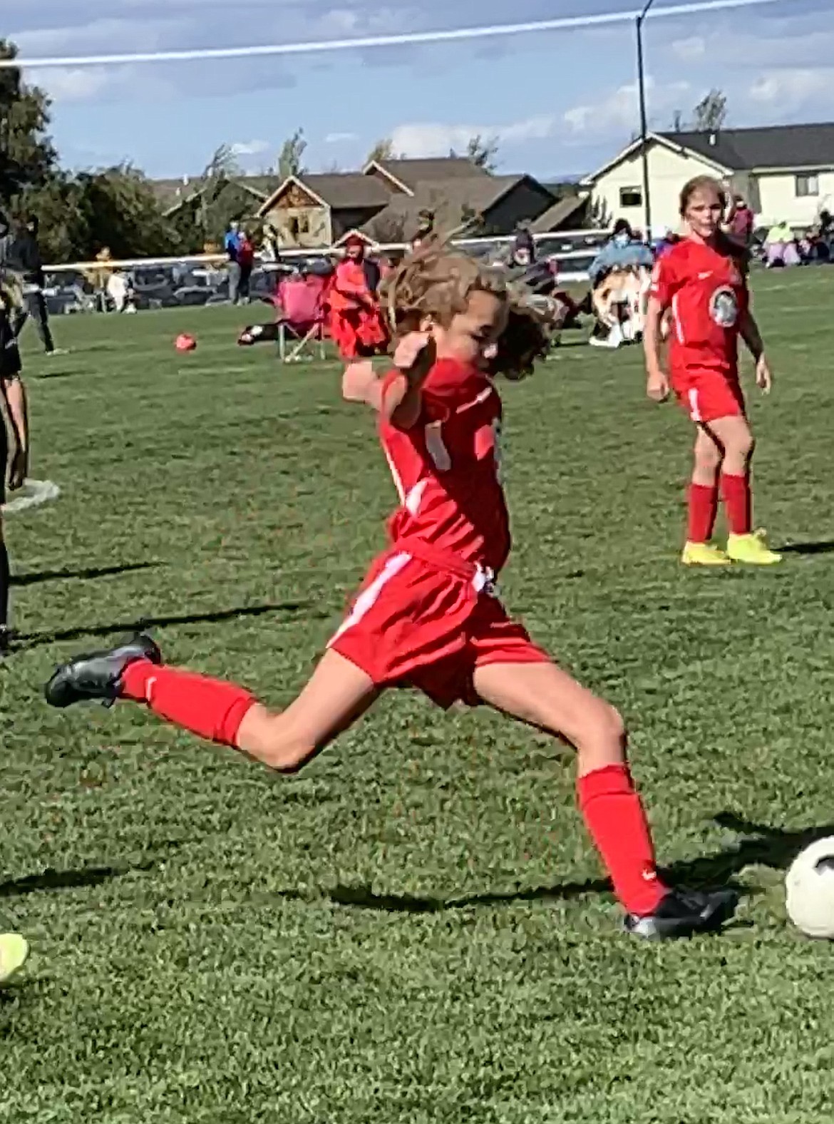 Courtesy photo
The 2009 Thorns North FC Green traveled to Bozeman, Mont. for a weekend of games on Sept. 26-27 at Bozeman Sports Park. The Thorns earned 3 wins and 1 loss on the weekend, with 3 goals scored by Ava Roberts, 3 goals by Phinalley Voigt, 2 goals by Tayla Ruchti (pictured above), 2 goals by Ryann Blair, 2 goals scored by goalkeeper Savannah Spencer, and 1 goal scored by Sierra Sheppard.