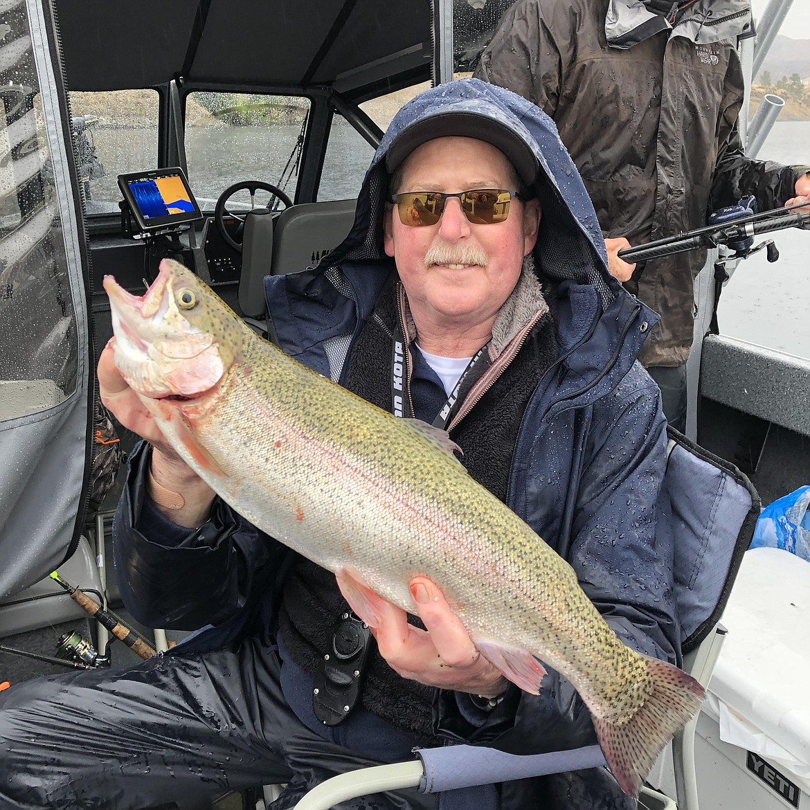 Here’s my brother Rick with one of the triploids we caught fishing with Steve Goodfellow last Friday.