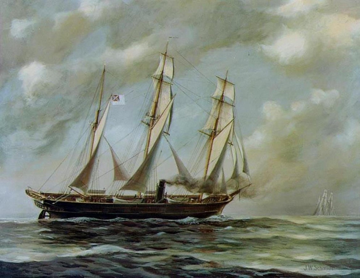 CSS Alabama, a Confederate steam sloop-of-war raider that attacked ships supplying the Union during the Civil War and was itself sunk off the coast of Cherbourg, France, in 1864.