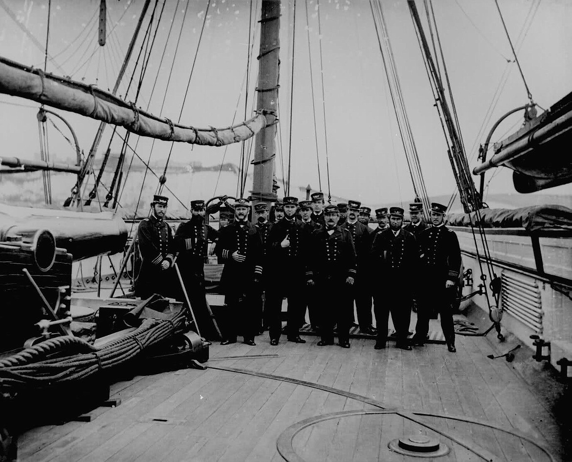 Officers aboard USS Kearsarge after sinking the CSS Alabama (1864).