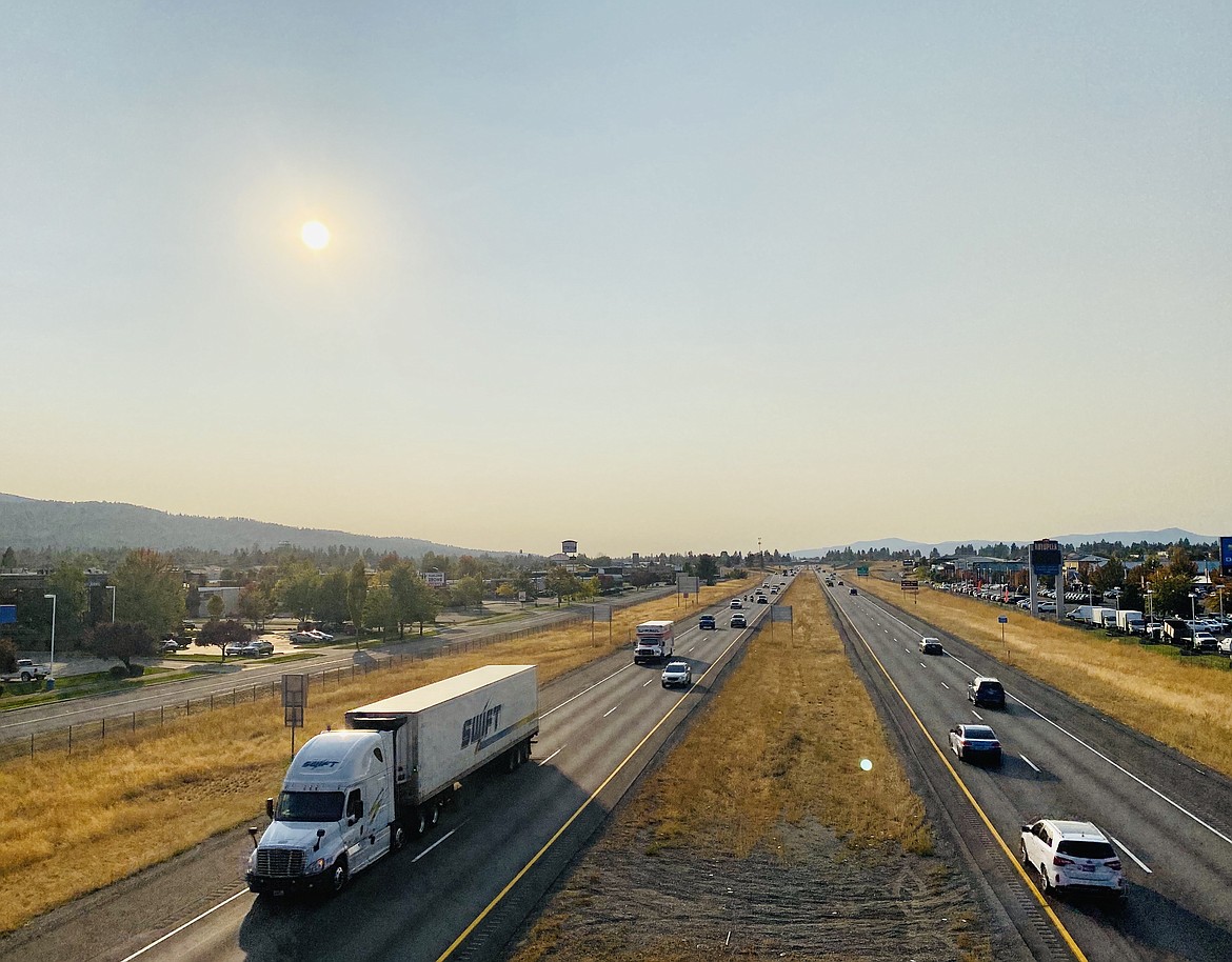 Traffic on the I-90 begins to pick up Friday afternoon, the interstate serves as the main artery of North Idaho driver carrying commuters and travelers from State Line to Coeur d'Alene. (MADISON HARDY/Press)