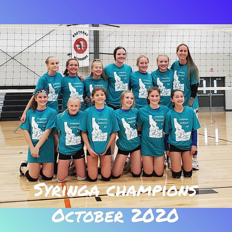 Courtesy photo
The 208 U12 Green volleyball team won the Syringa Sideout Tournament at The Courts at Real Life Ministries in Post Falls on Oct. 3. In the front row from left are Layla Everingham, Jordyn Stutzke, Rylie Gump, Emery Stutheit, Taylin Everingham and Sydney Clute; and back row from left, Paige Yrjana, Lucy Carr, Ava Golob, Addy Lyons, Emalie Jacoby, Bevin Green and coach Heather Jacoby.