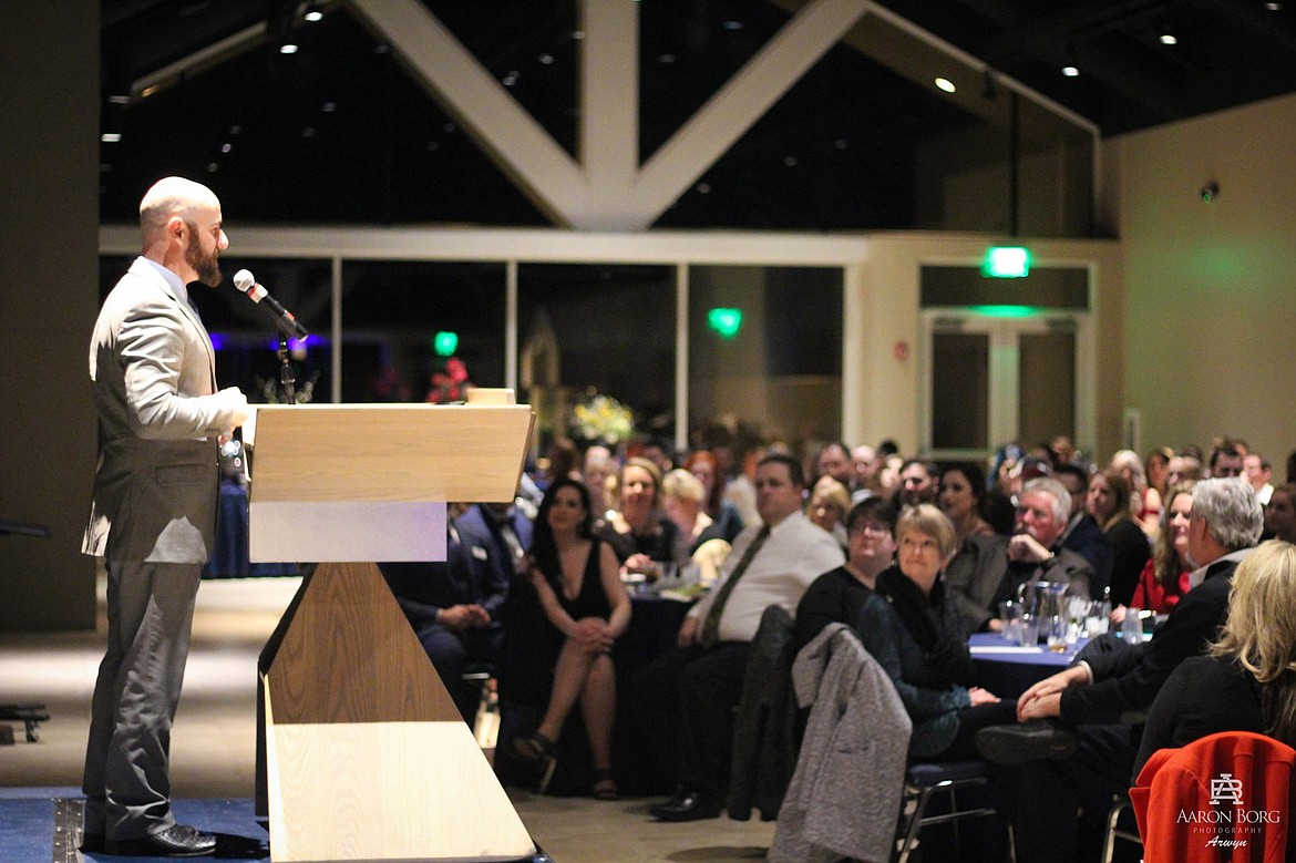 2019 Kootenai County Young Professionals Top 30 Under 40 winner Luke Malek speaks during Elevate 2018 in the Hagadone Event Center. Nominations are open for the 2020 Top 30 Under 40 contest through Oct. 15. Winners will be announced in December.