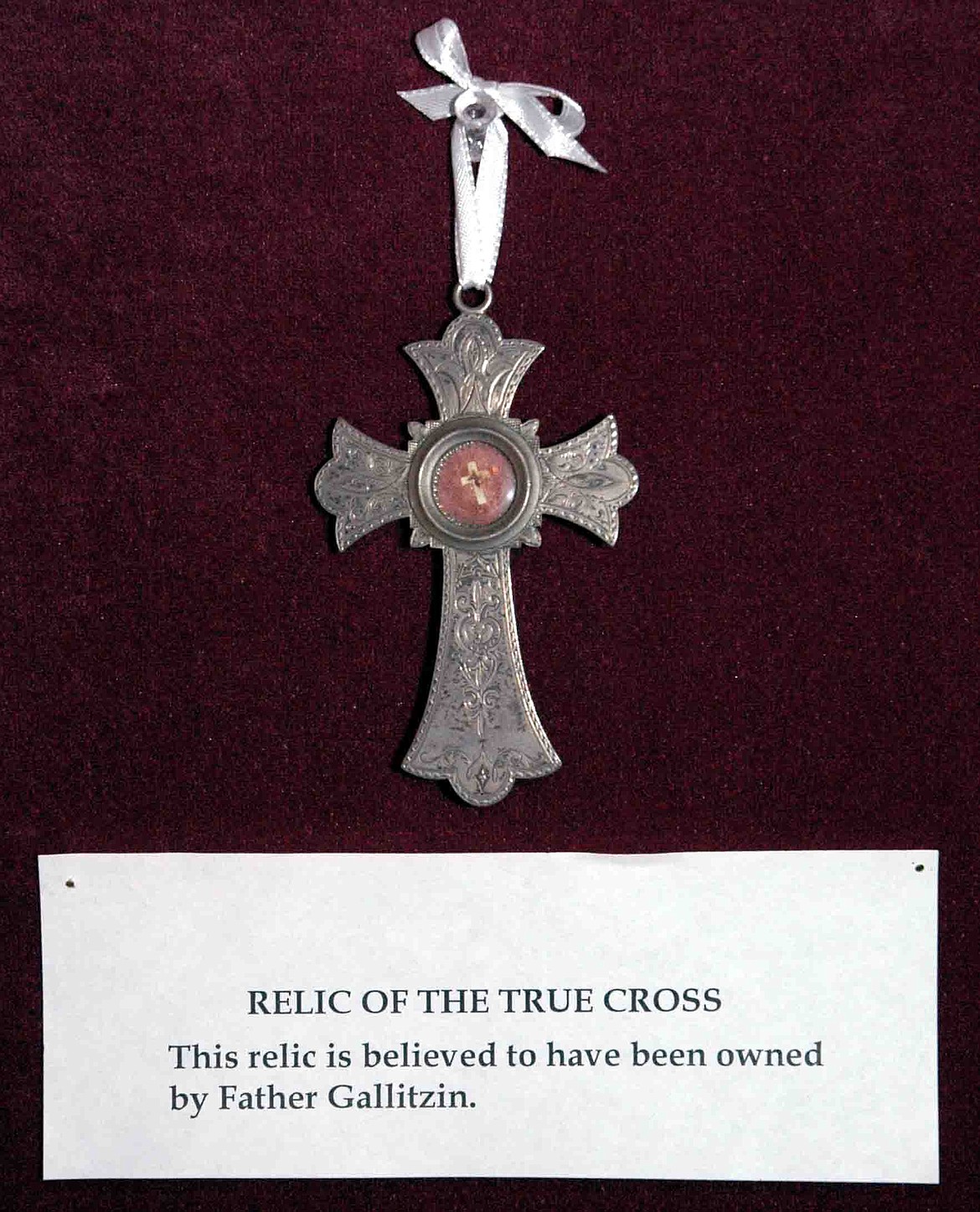 Pendant owned by Holland-born American priest Demetrius Augustine Gallitzin (1770-1840), believed to contain a fragment of the true cross on which Jesus was crucified that was discovered by Roman Emperor Constantine’s mother, Helen.