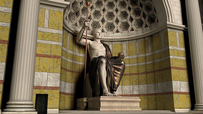 Statue of Emperor Constantine at Basilica of Maxentius in Rome.