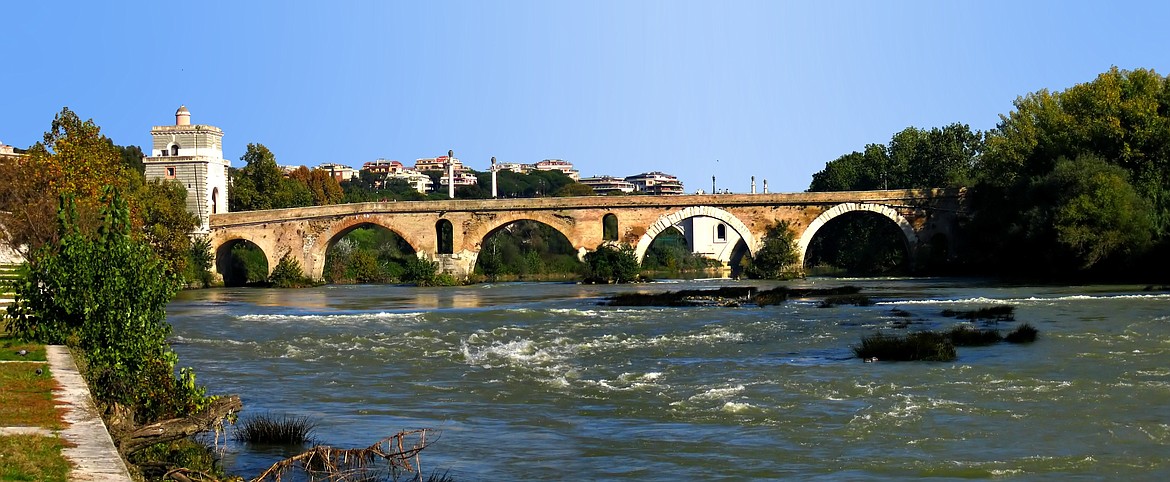 Ponte Milvio over the Tiber River in Rome today, site of the 312 A.D. battle that changed history.