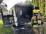 Trailer catches fire in Cascade Valley