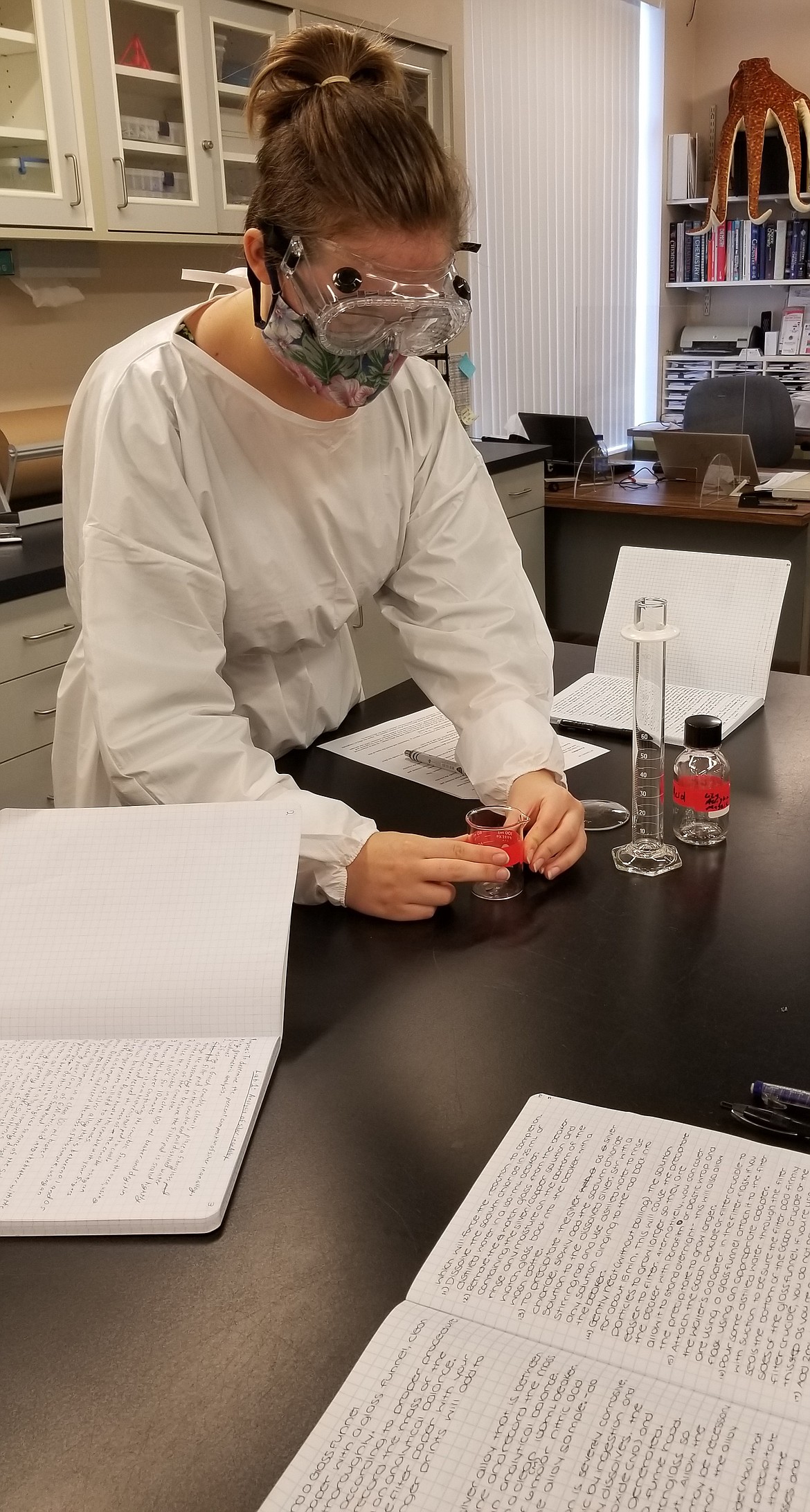 Coeur d'Alene Charter Academy junior Aleigha Robertson prepares a silver alloy sample for analysis in her AP chemistry lab on Tuesday.