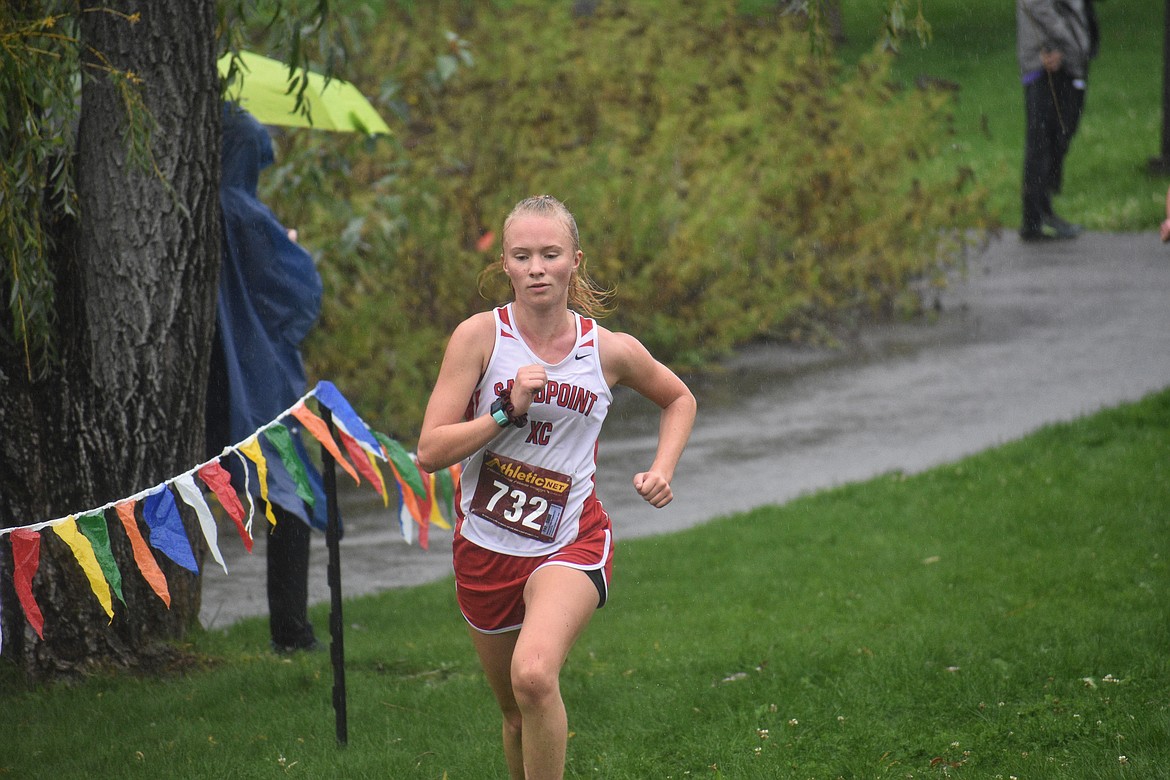 Junior Mackenzie Suhy-Gregoire runs in Saturday's William Johnson Sandpoint Invitational.