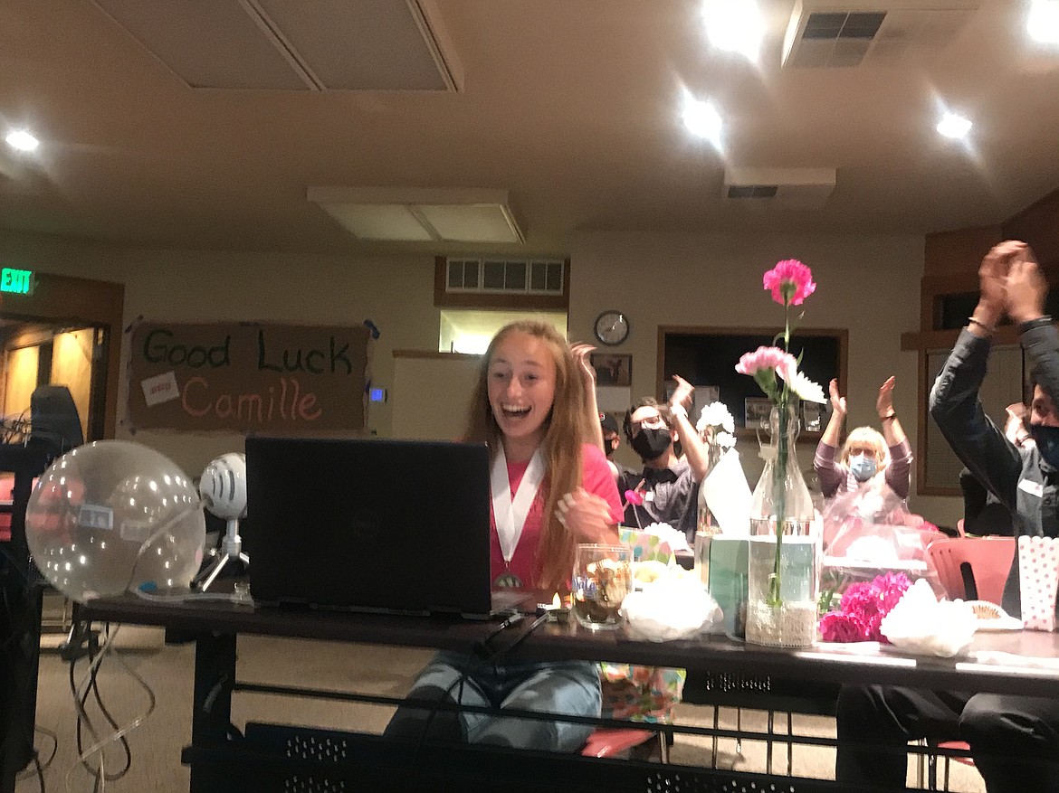 Camille Neuder reacts in surprise after she was announced as Idaho Distinguished Young Woman on Oct. 3.