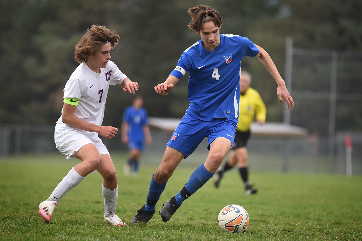 Viking Ben Pilskalns moves into position to take a shot against Columbia Falls Saturday.
Jeremy Weber/Bigfork Eagle