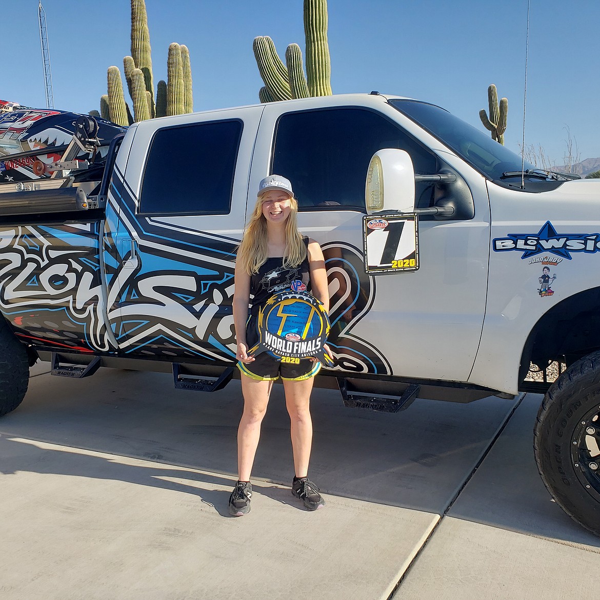 Courtesy photo
Alexandria Benson of Hayden Lake with her world championship trophy following her win in the International Jet Sports Boating Association VP Racing World Finals on Oct. 10 in Lake Havasu, Ariz.
