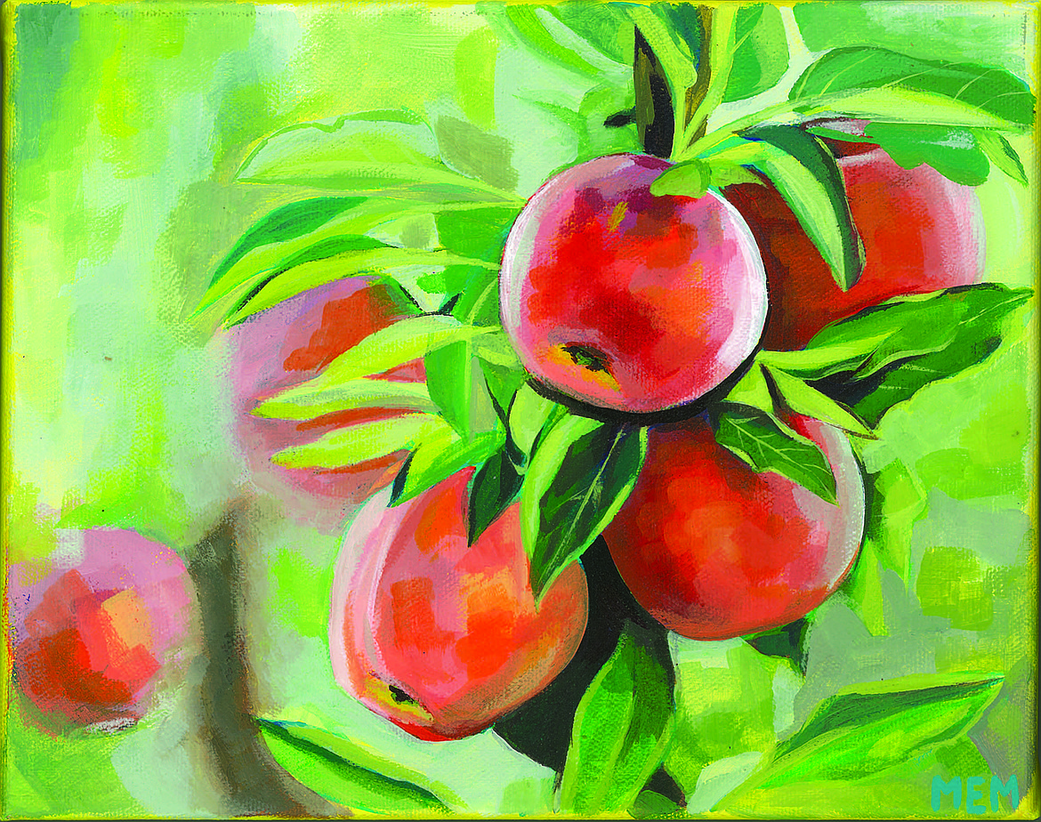 Margot Massey of Kamiakin High School won third-place with this drawing in the 2020 Washington Apple Education Foundation apple art contest.