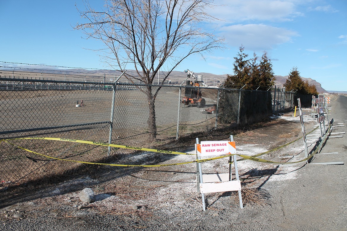 Untreated liquid waste was spilled in the aftermath of the City of Mattawa Wastewater Treatment Facility fire on Jan. 9, 2020. Approximately 2,000 gallons was recovered from this ditch between the facility and Road U SW. The Grant County Department of Health worked with the city on the clean up.