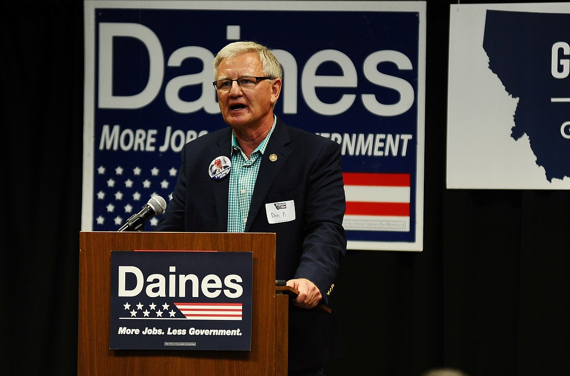 Montana Republican Party Chairman Don "K" Kaltschmidt speaks at a campaign event at the Red Lion Hotel conference center in Kalispell in this Oct. 19, 2020, file photo. (Matt Baldwin/Daily Inter Lake)
