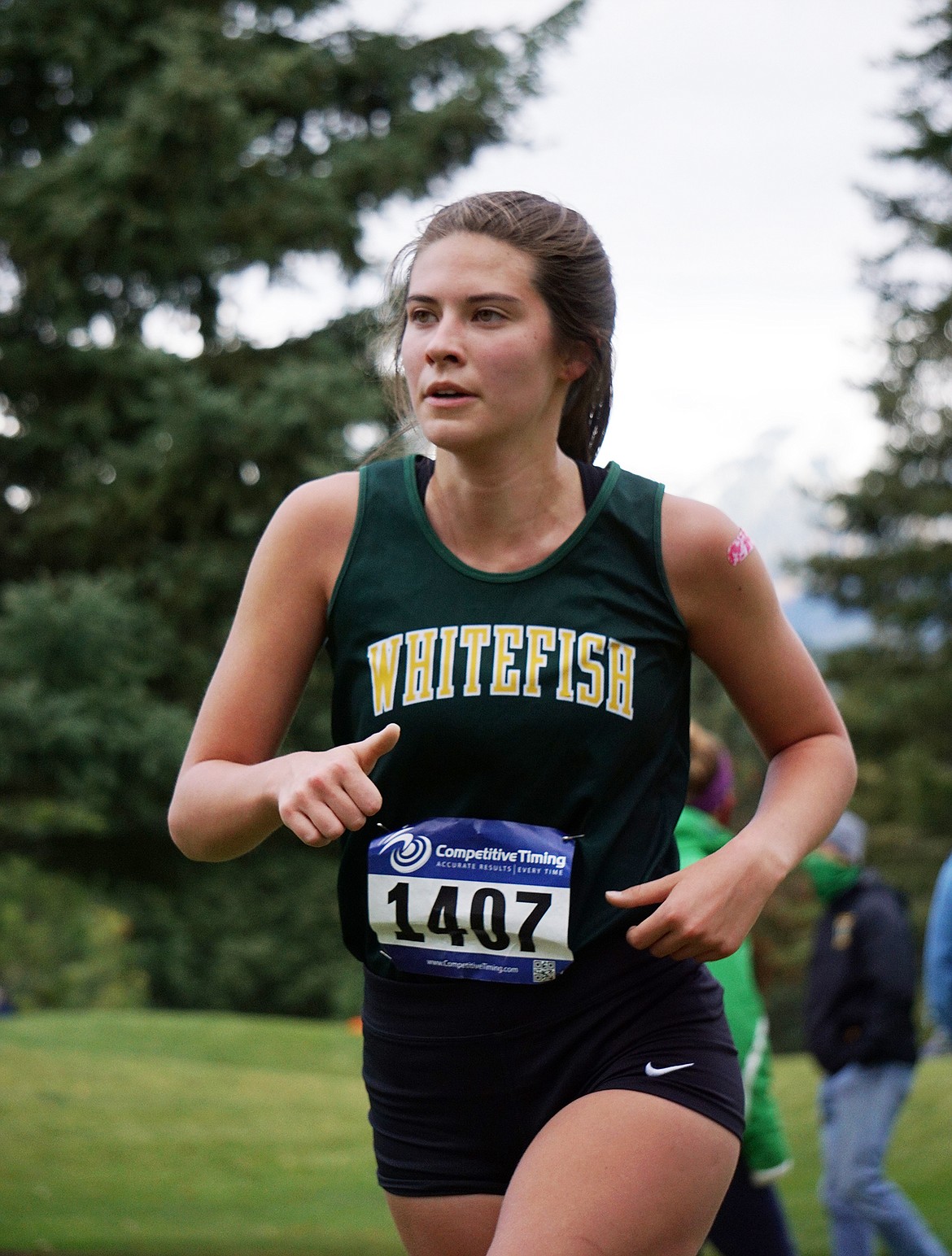 Bulldog Alie Simpson runs at the Western A Fall Classic cross country meet Saturday at Whitefish Lake Golf Course. She finished with a time of 22:42.53. (Matt Weller photo)