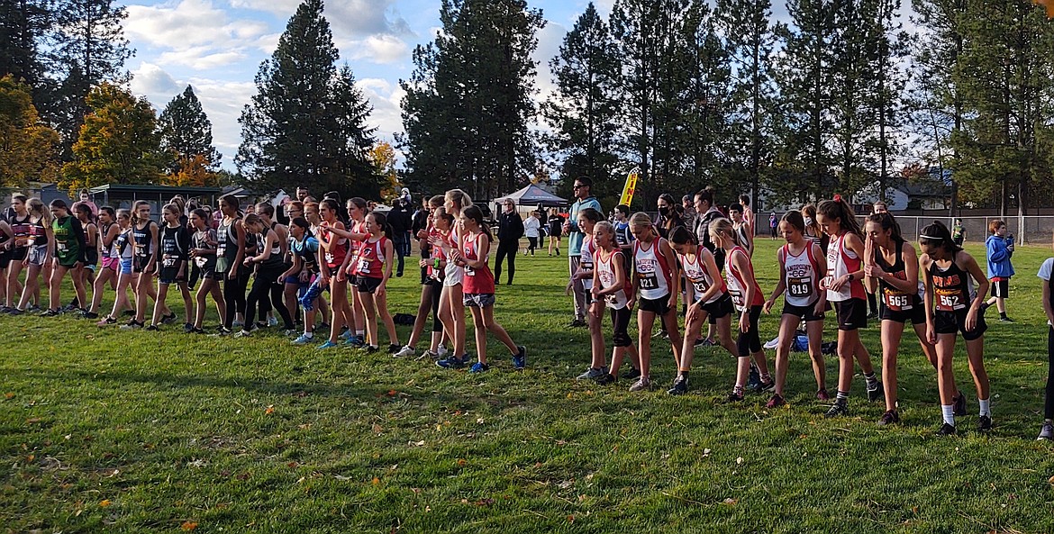 Courtesy photo
Runners await the start of the varsity girls race at the Woodland Middle School Invitational cross country meet Oct. 14 at Woodland Middle School.