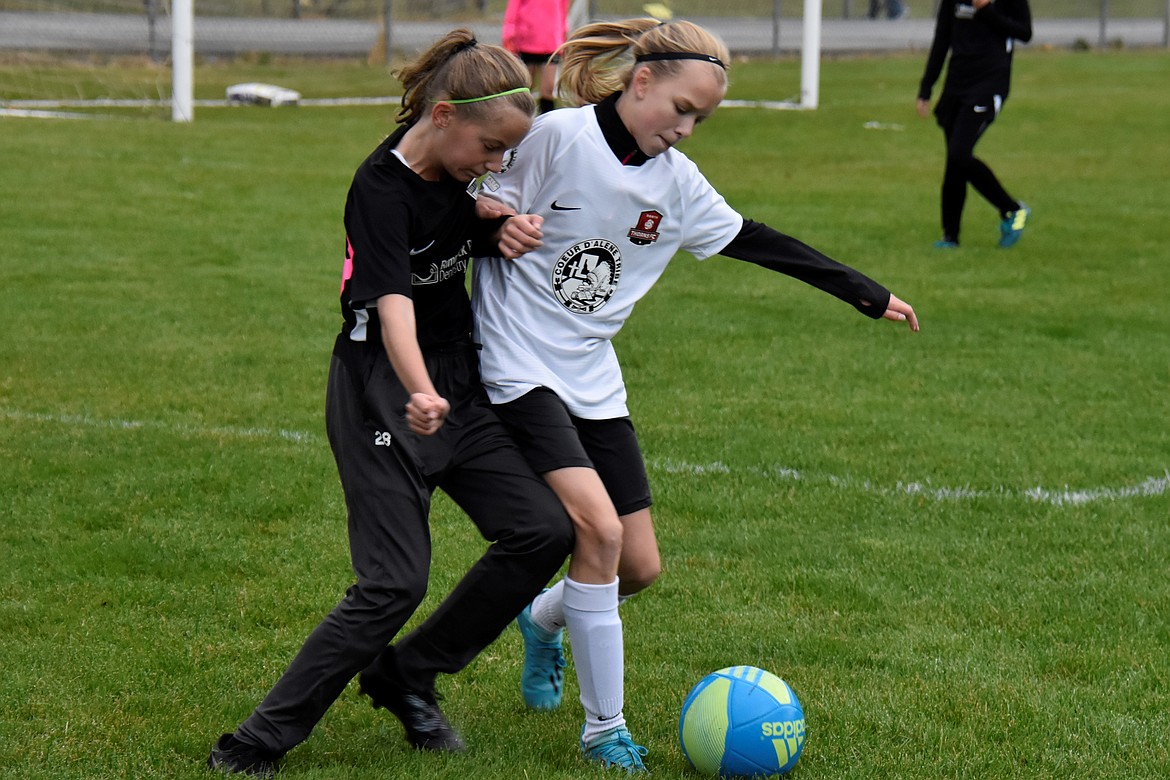 Photo by SUZI ENTZI
The Thorns North FC 08 Girls Red soccer team played FC Billings 08G to a scoreless tie on Saturday. Defending the goal for the Thorns was Adysen Robinson in the first half and Macy Walter in the second half. Pictured for the Thorns in white is Avery Lathen.
