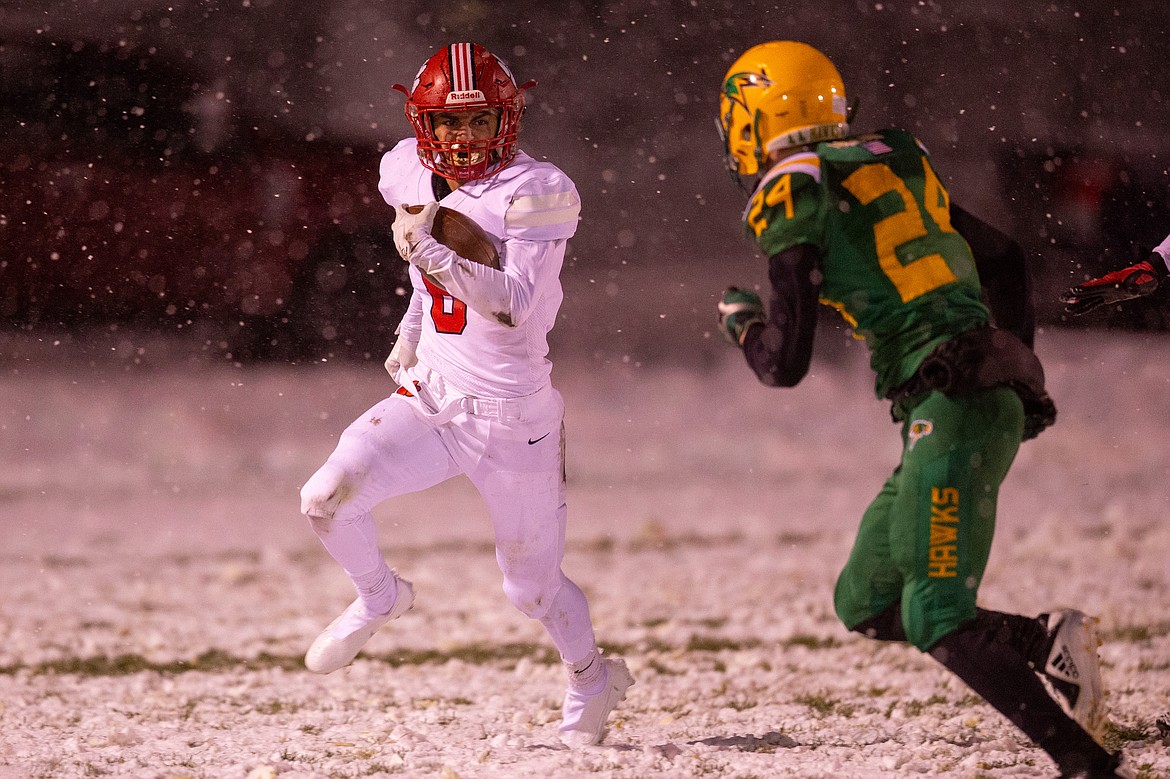 Senior Braden Kappen looks for some open space during the game Friday night at Lakeland.