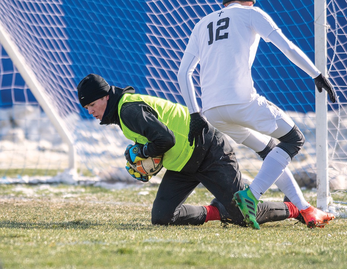 Columbia Falls keeper Bryce Dunham had some great saves against Central.