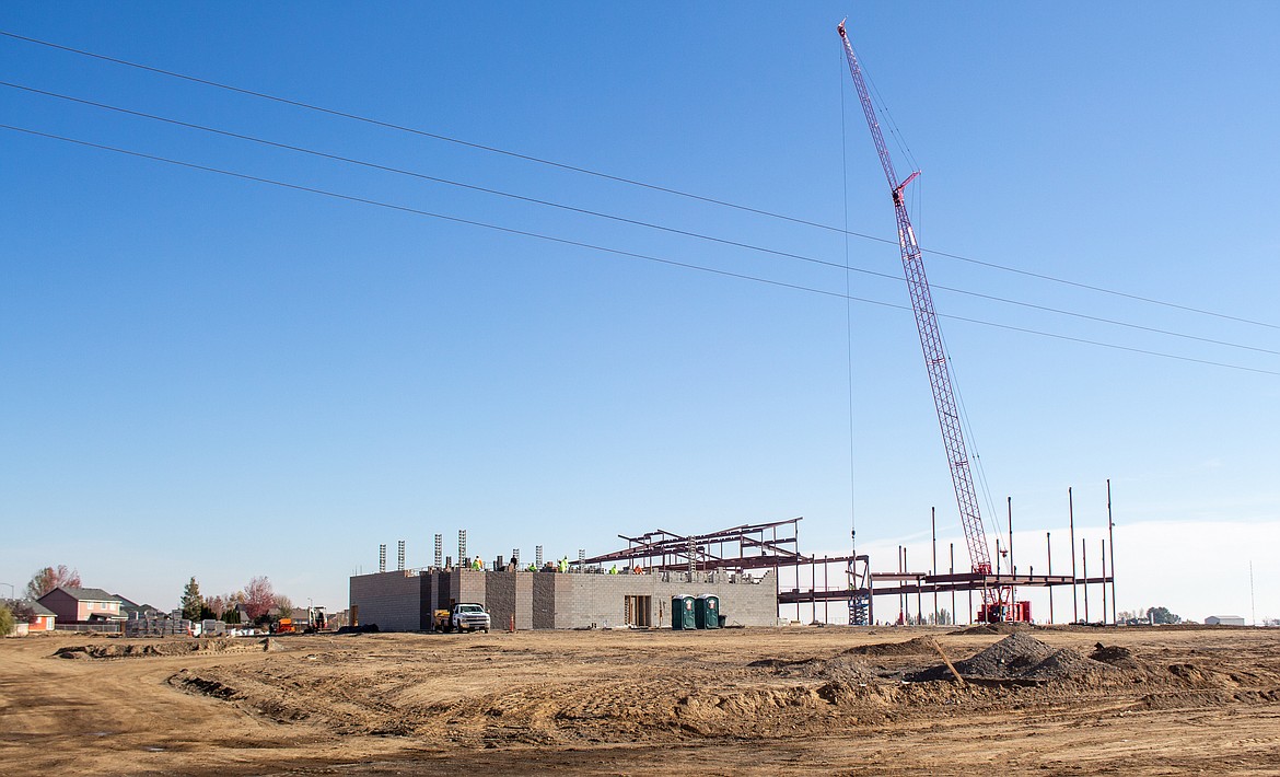 A view of the ongoing construction at the site of the new Vicki Groff Elementary School in Moses Lake.