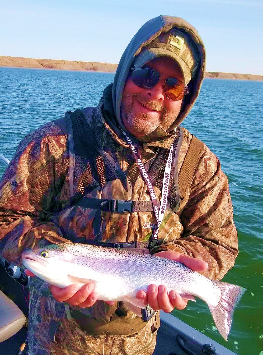 Dale Stickel from Yakima with a nice Potholes Reservoir rainbow trout incidentally caught while fishing for crappies.