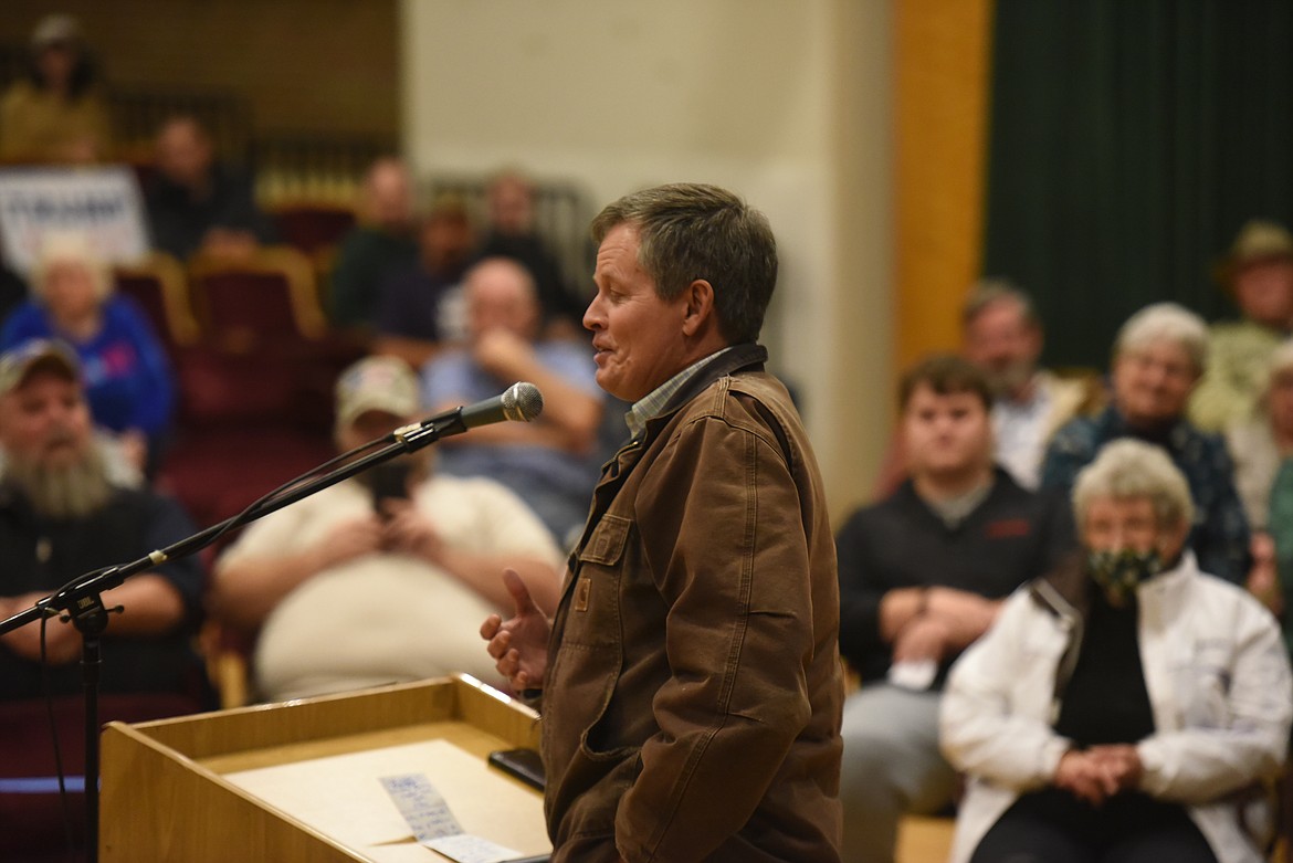U.S. Sen. Steve Daines spoke to Lincoln County residents during a Nov. 1 rally. Republican candidates up and down the ballot converged on Libby in a final effort to raise support before Election Day.