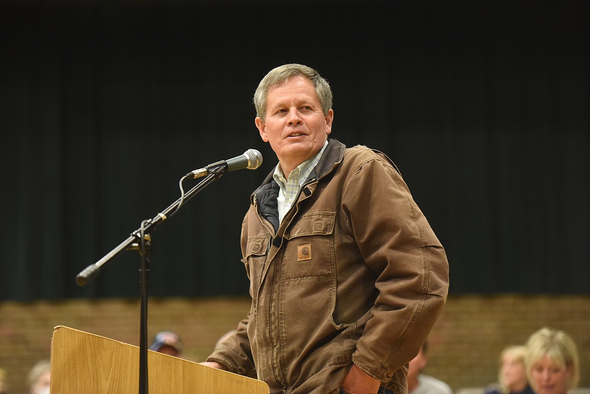 U.S. Sen. Steve Daines spoke to Lincoln County residents during a Nov. 1 rally. Republican candidates up and down the ballot converged on Libby in a final effort to raise support before Election Day.