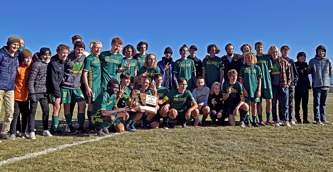Whitefish boys soccer is a three-peat state champtionship team as they beat Columbia Falls 3-0 in the Class A state title game Saturday at Smith Fields. (Whitney England/Whitefish Pilot)