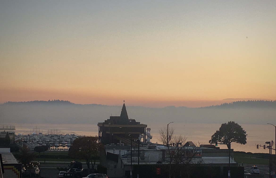 Judith Yancey took this photo Monday afternoon looking over a smoky Lake Coeur d'Alene.