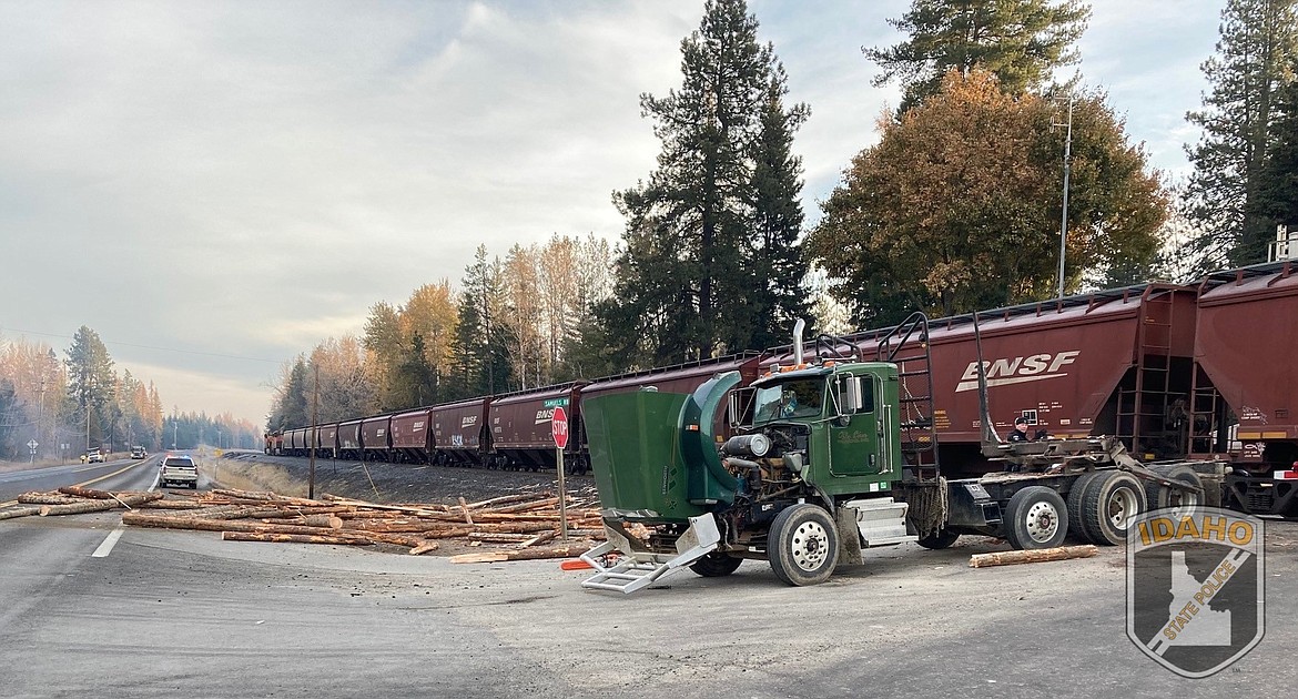 A BNSF Railway Co. train collided with a log truck on Tuesday morning, according to Idaho State Police