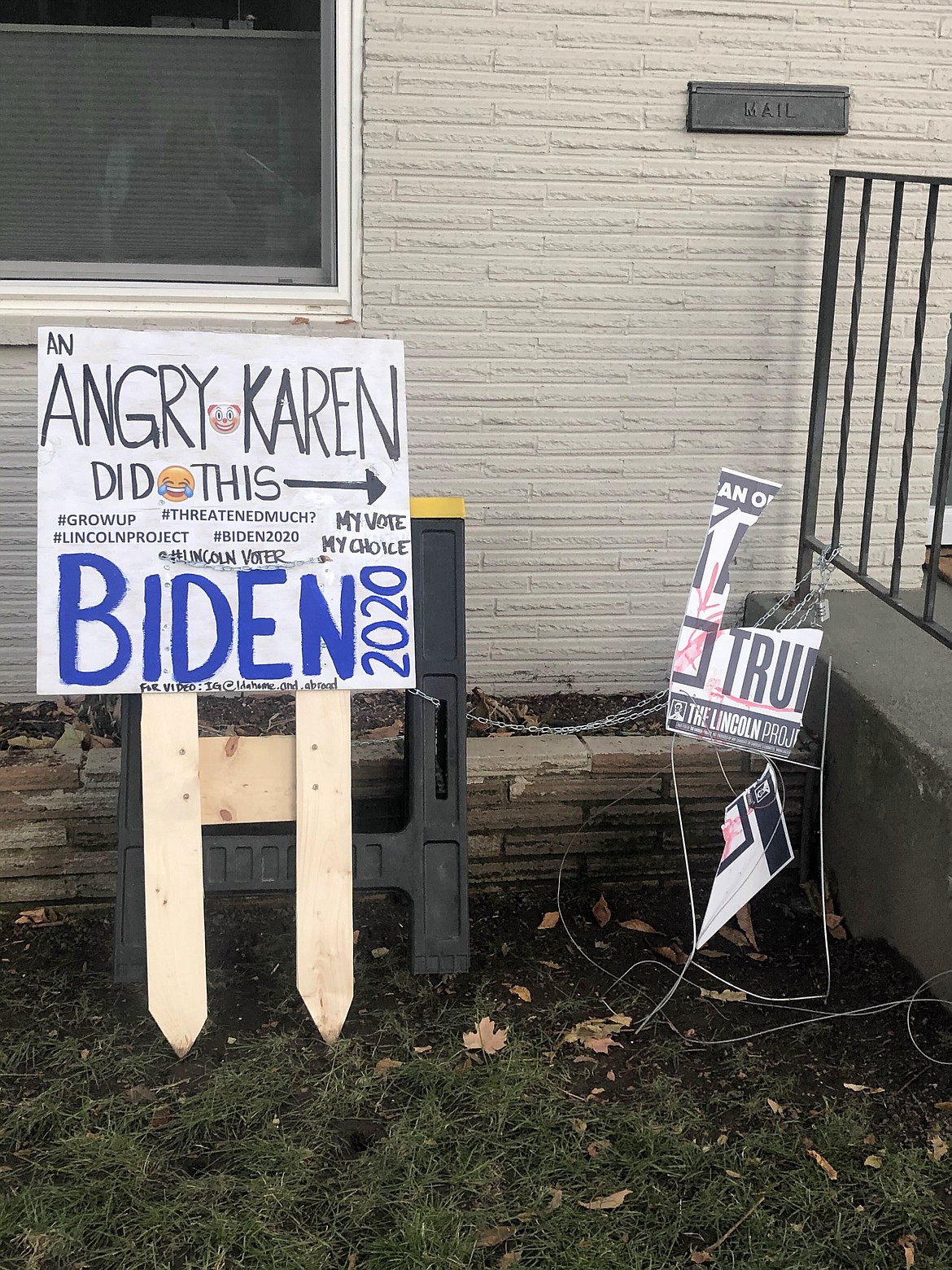 After her political yard signs were destroyed, a Coeur d’Alene resident created new ones by hand.