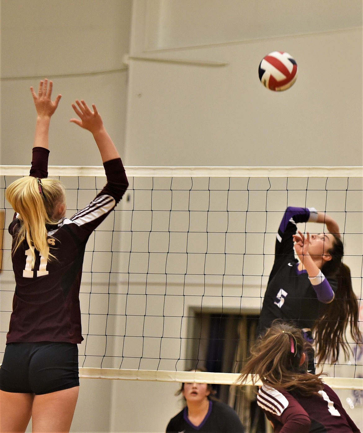Hayleigh Smith fire a shot against Manhattan Christian on Thursday night in Charlo. (Scot Heisel/Lake County Leader)