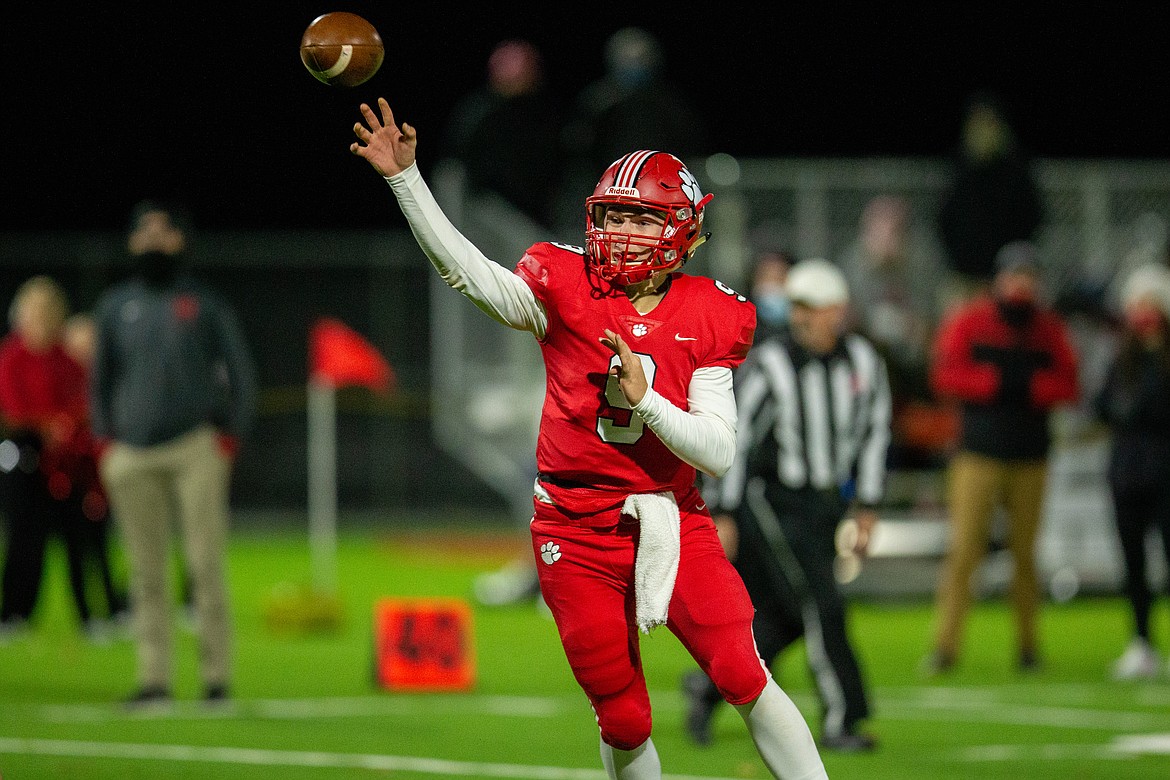 Sophomore quarterback Parker Pettit throws a pass during Friday's game against Moscow.