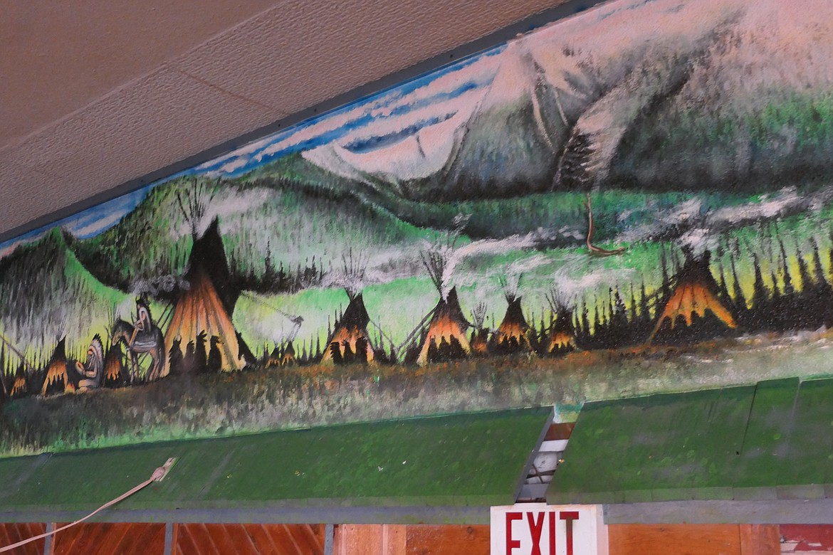 A hidden treasure, this is part of an expansive Mission Mountain mural by Gerald Weaselhead in the Silver Dollar Bar in St. Ignatius. (Carolyn Hidy/Lake County Leader)