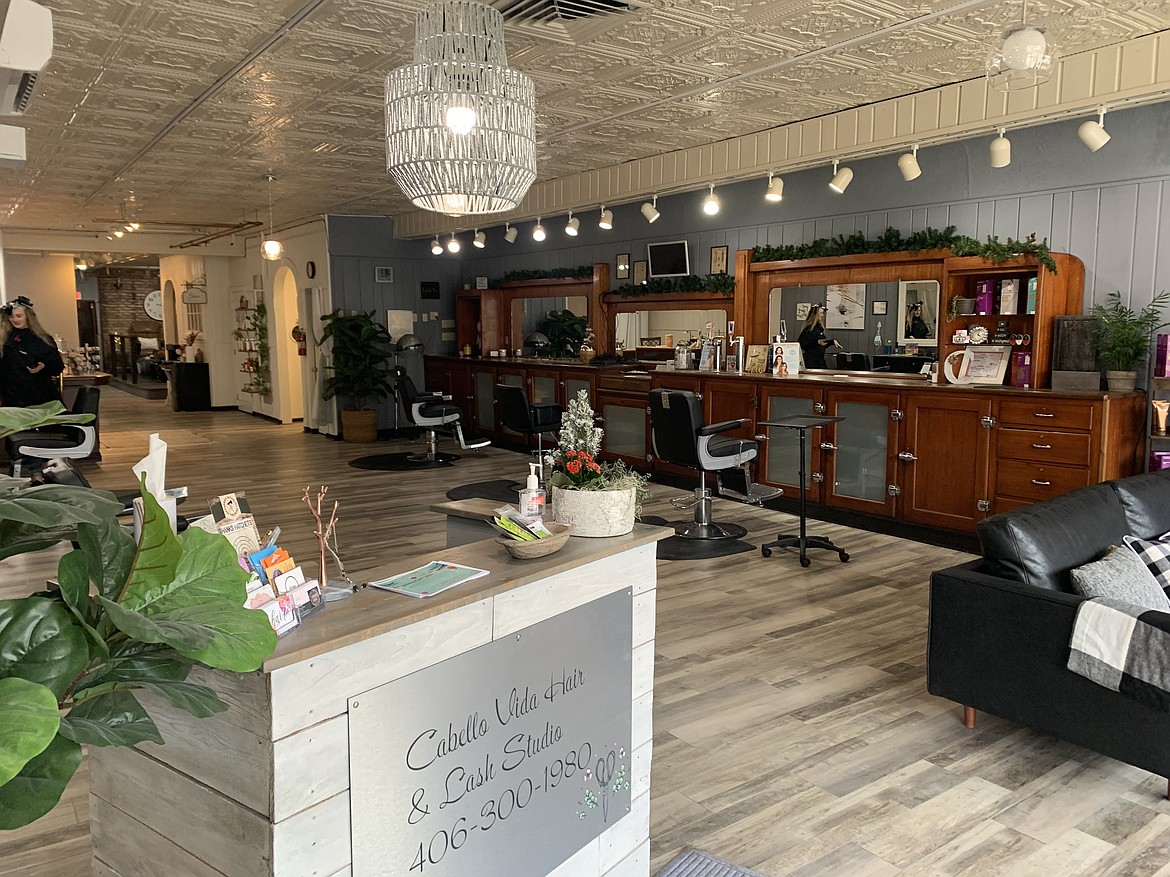 The renovated interior of Cabello Vida salon, which features a fully functional bar.