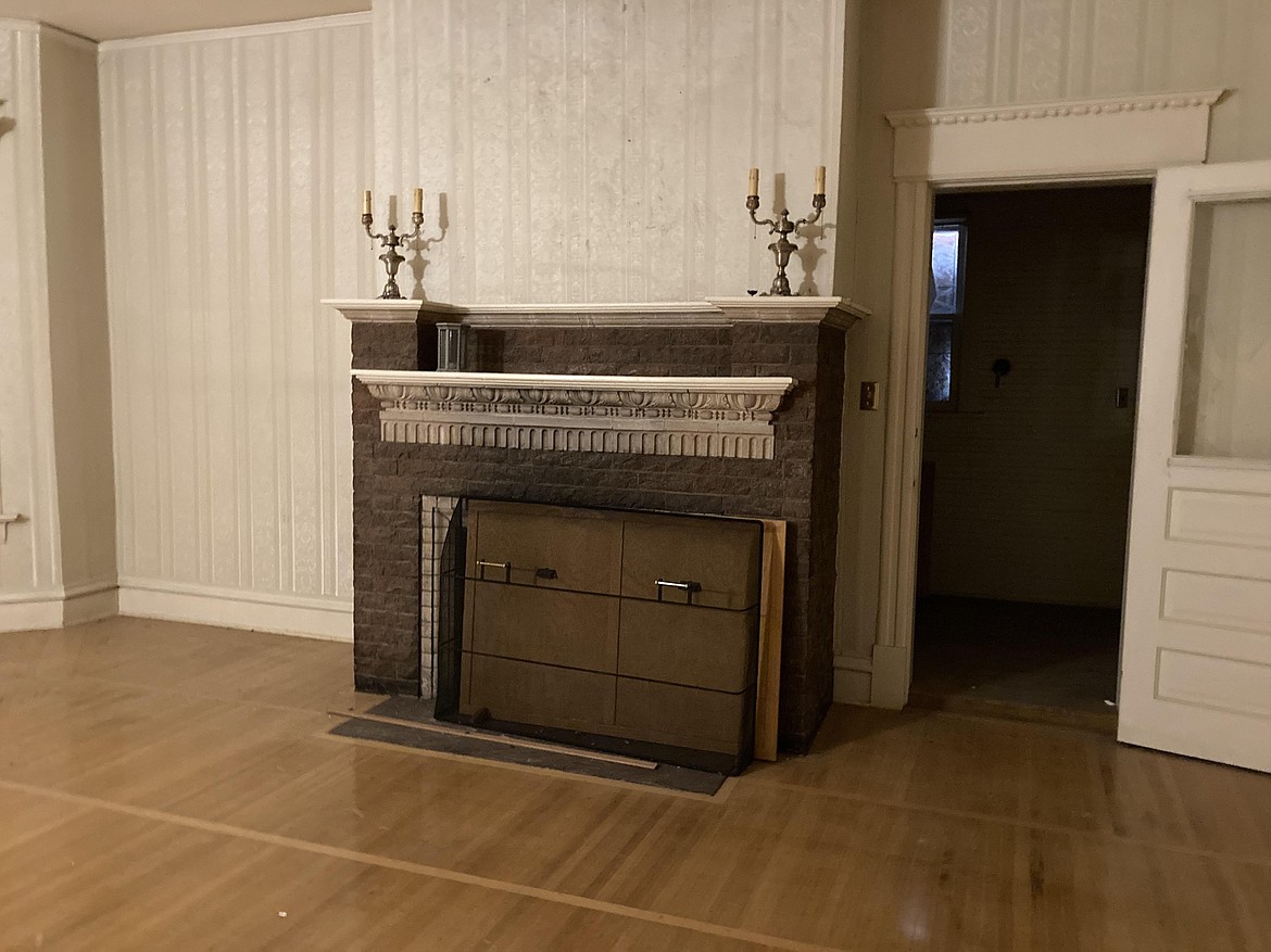 One of three fireplaces on the first floor of the O'Brien/Somers Mansion.