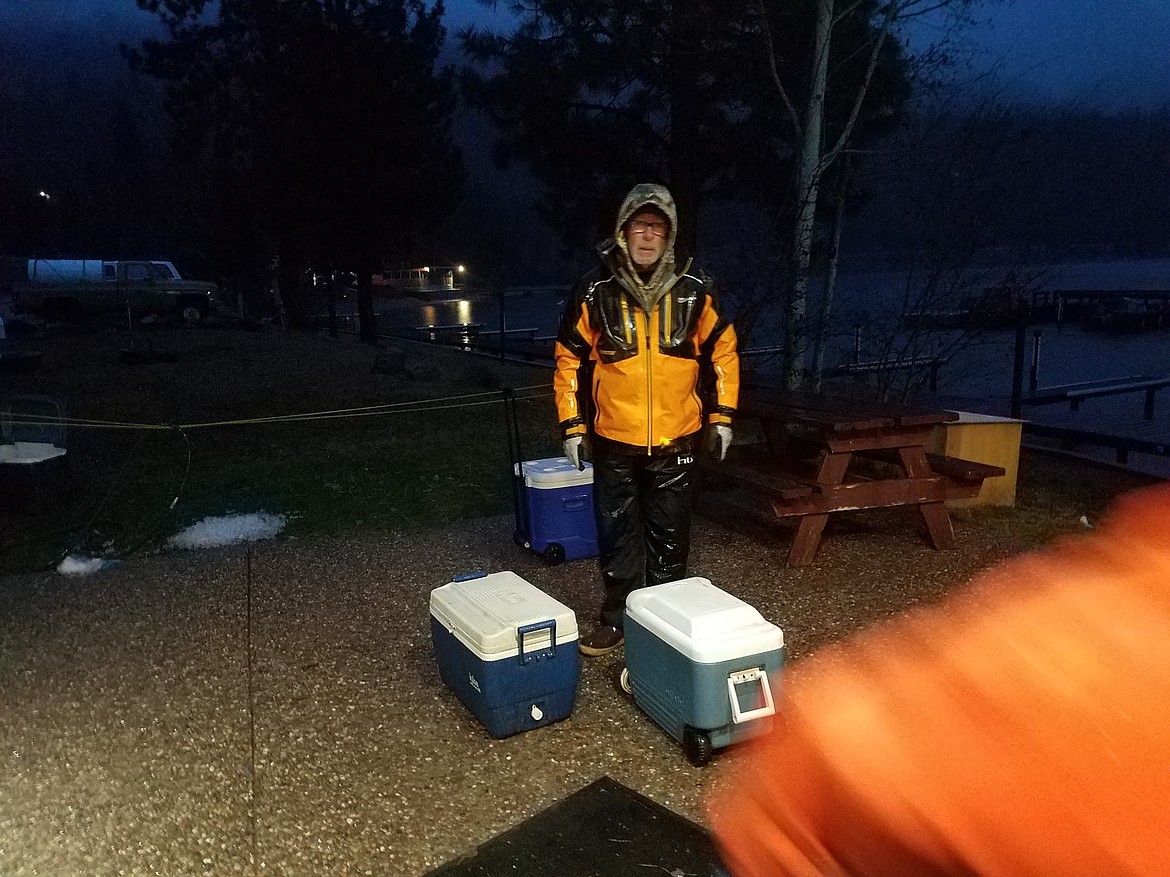 Mike Benson of Lonepine checks in his entries. (CSKT Natural Resource Department)