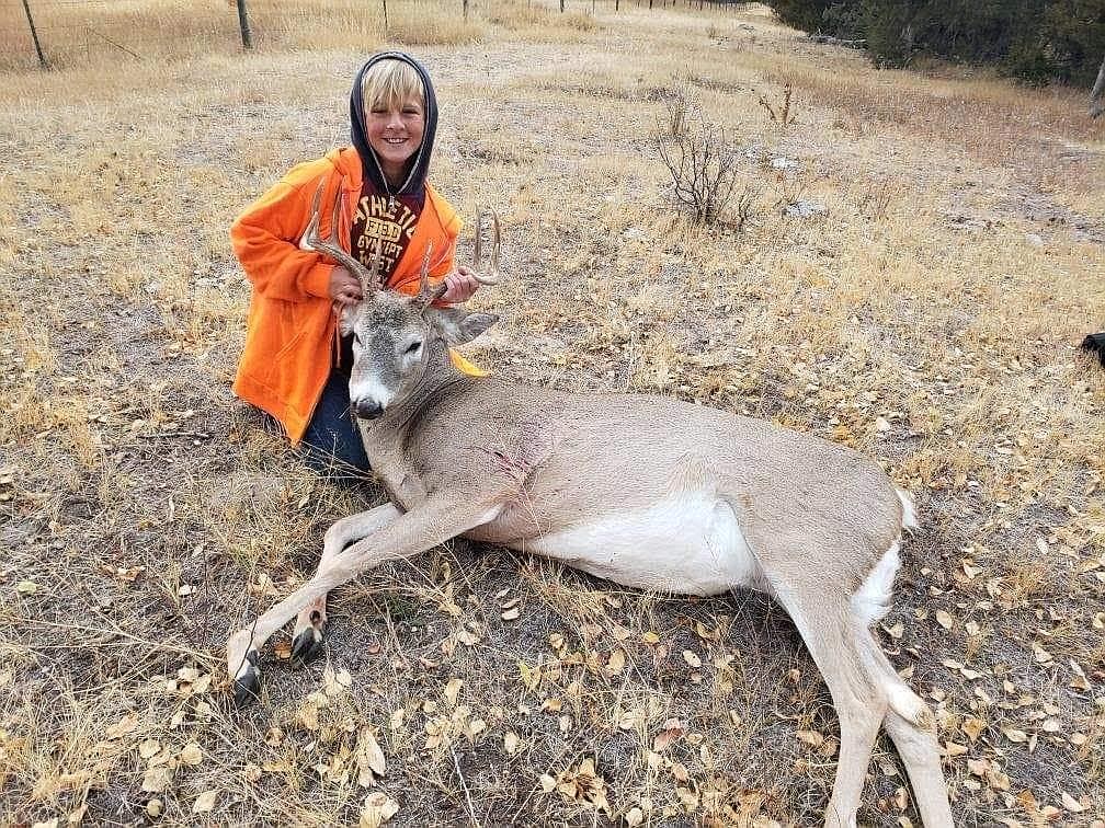 Eleven-year-old Jayson Davisson bagged this 5X6 white-tailed buck Oct. 29, his first day of hunting.