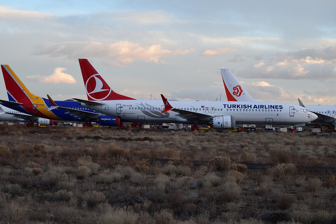 Boeing 737 MAX aircraft parked at the Grant County International Airport, where over 250 of the planes have been stored since they were grounded in March, 2019.